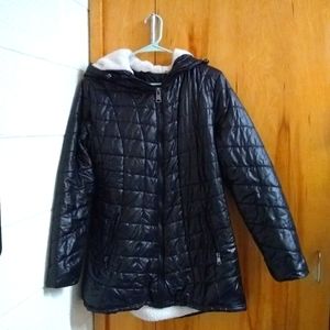 Kenneth Cole women's black winter coat  size large waterproof pockets fleece